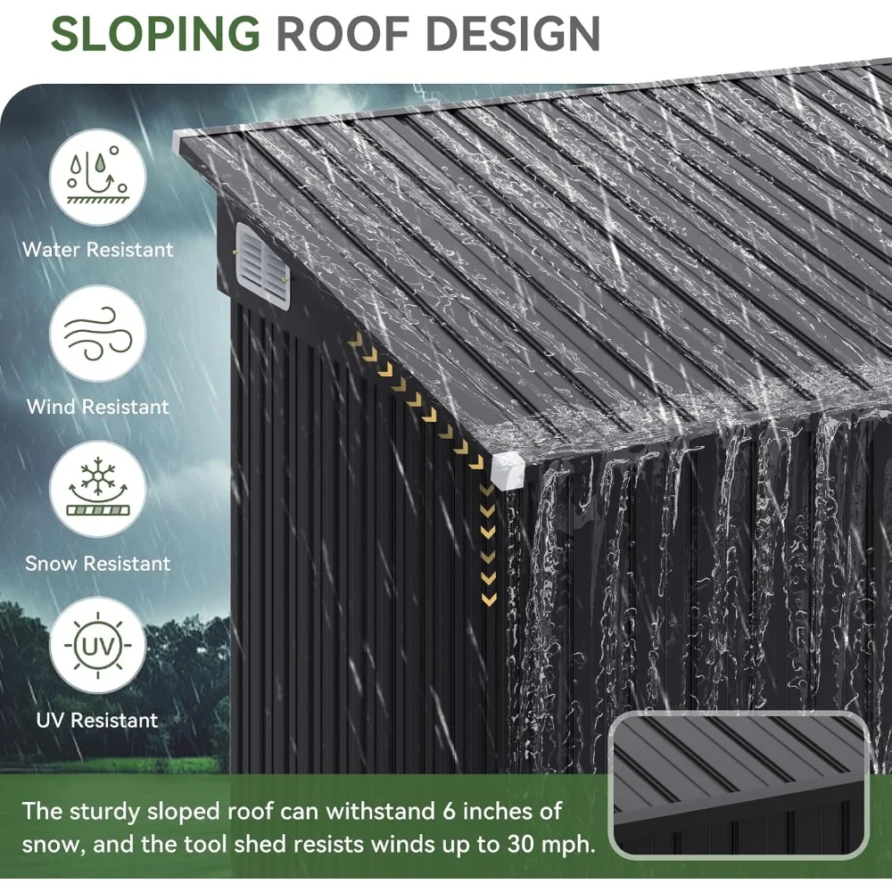 7.5x4 FT Triple Door Metal Storage Shed 4