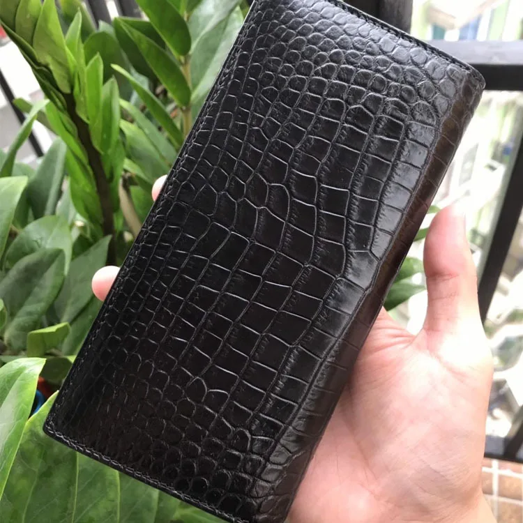 2023 Fashion Business Men's Alligator Wallets Crocodile Genuine Leather Long Organizer Wallet Boy Brand Luxury Card Holder Purse 6