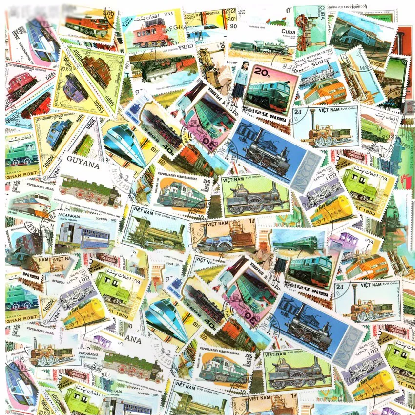 Electric Train 50 100 Pcs/lot Topic Stamps World Original Postage Stamp with Postmark Good Condition Collection No Repeat postage stamps