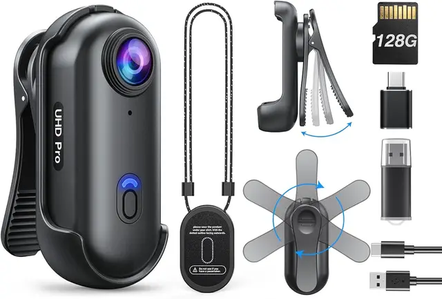 BOBLOV W4 Mini Body Camera 1080P HD 128GB, 2Hrs Recording Wearable Camera , Lightweight Hands-Free for Outdoor & Pet Walking 1