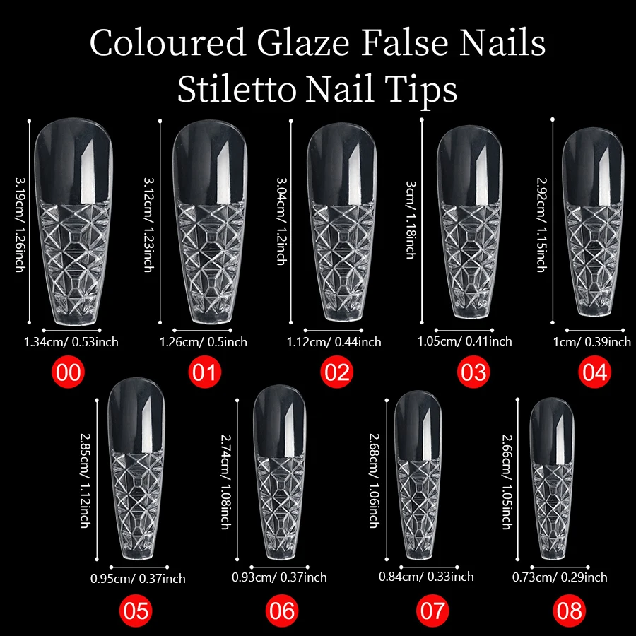 120 Stück Stiletto-Nagelspitzen, Glasur, künstliche Nägel für Verlängerungen, farbige Glasur, Gel, Glasmosaik, Nagelkunst-Design-Set – Detail 4