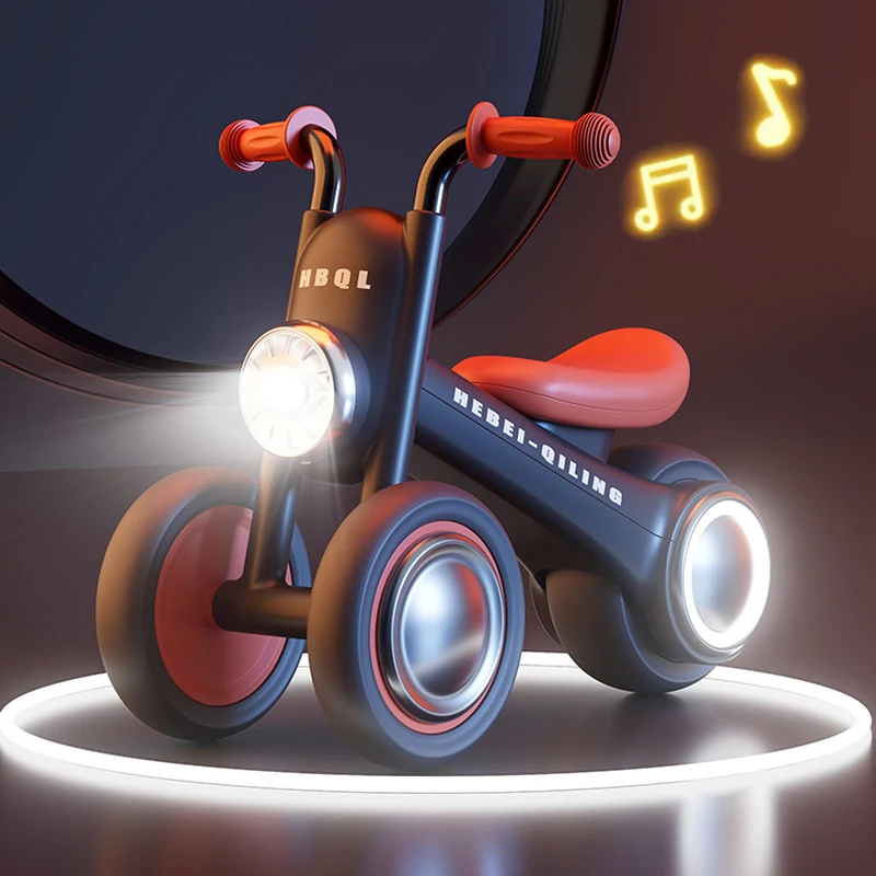 Vélo d'équilibre pour enfants sans pédales, trotteur pour tout-petits avec lumières LED avant, musique, roues silencieuses anti-basculement pour bébés de 1 à 3 ans