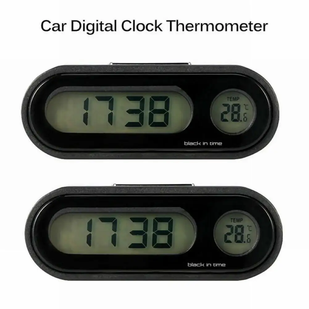 

Car Digital Clock Thermometer 100% Brand 2 In 1 Night Light 7.85*2.86*1.81cm Car Clock Thermometer Digital Watch Black
