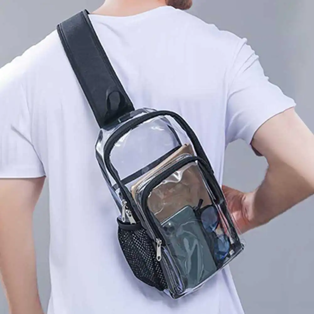 Transparent Crossbody Bag PVC Waterproof Sports Pack Protable Simple Chest Bag Fanny Pack for Outdoor Stadium Travel Water Sport