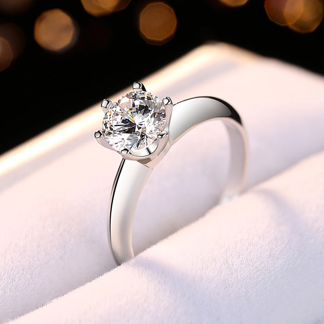 

Moissanite Diamond Ring 925 Sterling Silver Engagement Ring Classic Round Women's Wedding Gift Wedding Bands Jewelry KS EAGLE