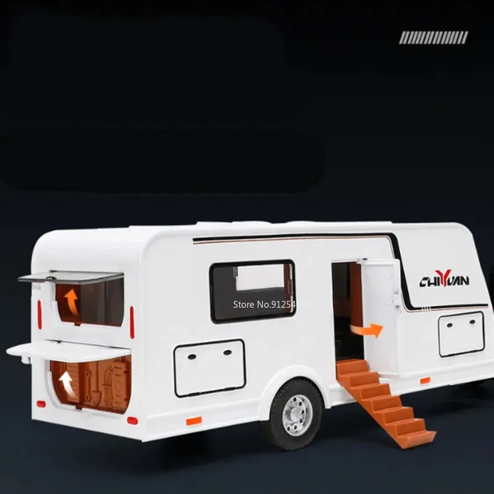 1/32 Trailer RV Truck Toy Model Car Alloy Diecast Off-road Vehicle Camper with Sound Light Toy Car Model Kid Toy Collection Gift 5