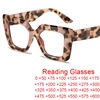 Fashion Clear Square Reading Glasses Women Luxury Oversized Eyeglasses Trending Anti Blue Light Leopard Pink Glasses Frame +1.25 1