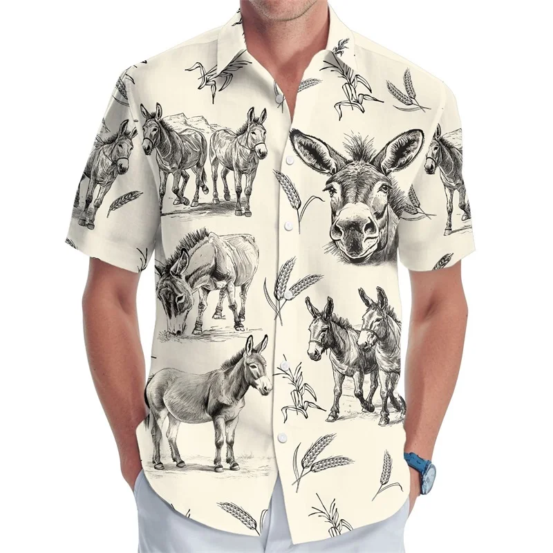 thumbnail image 1 of Camisa de playa con botones para hombre, estampado digital 3D, patrón de pollo, camisa hawaiana para surfear para hombre, camisas casuales de manga corta de talla grande, 1 of 5