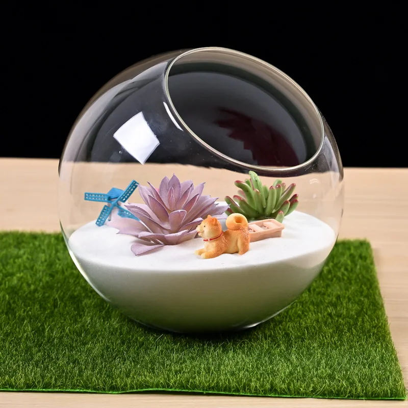 Micro Landscape Glass Vase Succulent Plant Terrarium Container Flower Pots Micro Landscape Oblique Glass Vase 8/10/12cm 5