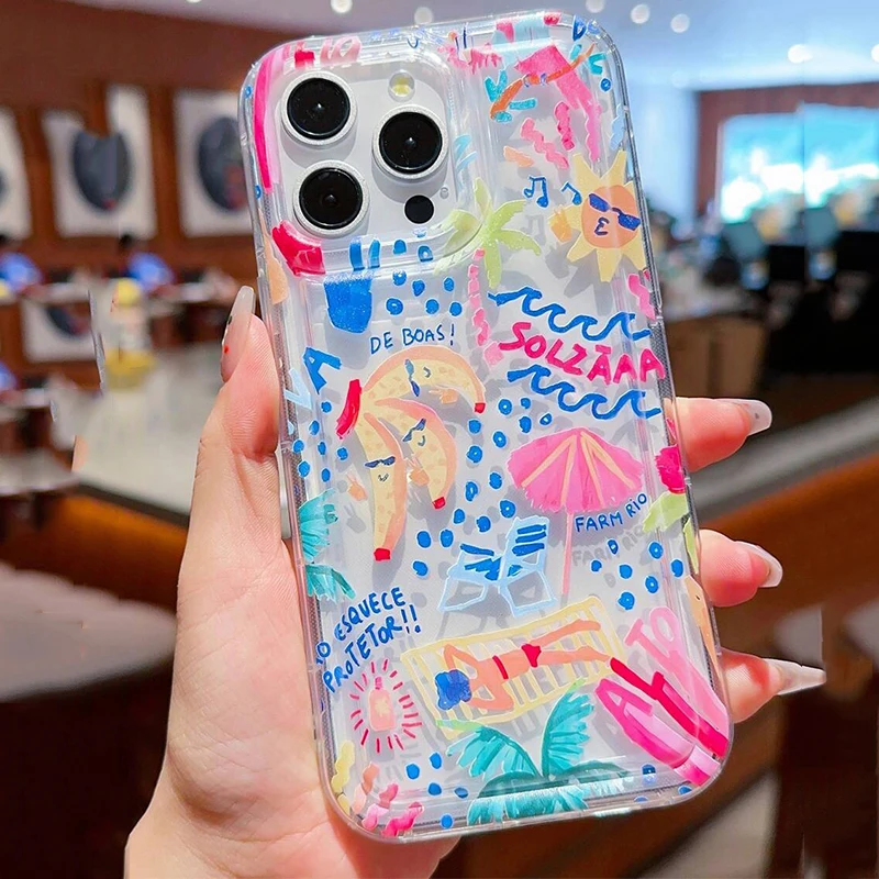 thumbnail image 1 of Funda protectora transparente con diseño de flores para iPhone 16, 15, 14 Pro Max, 11, 12 Mini, 13Pro, 7, 8 Plus, X, XR, TPU, con absorción de impactos, 1 of 5