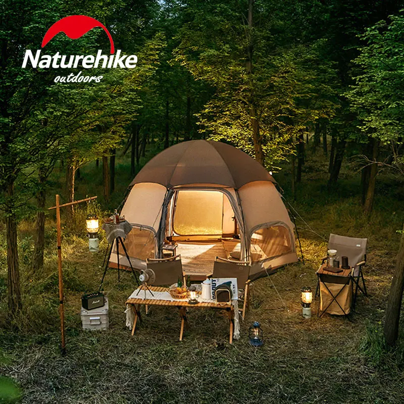 

Палатка Naturehike туристическая восьмиугольная, на 3-4 человек, с несколькими окнами и вентиляцией, двойная дверь, палатка в форме гриба, оборудование для кемпинга