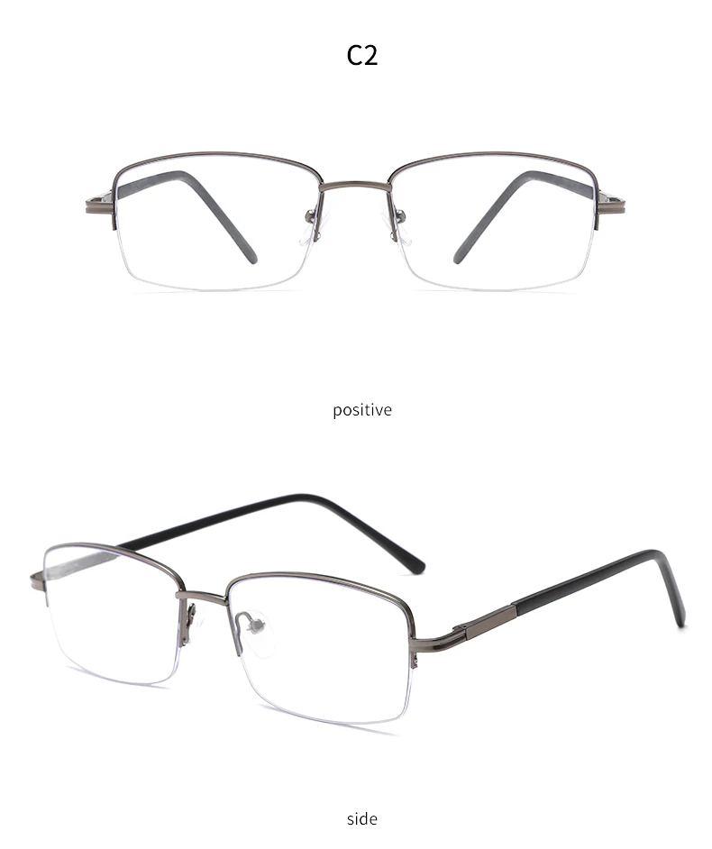 Photochrome Einfache Metall-Halbrahmen-Brille Quadratisch für Damen und Herren Modische Brillen Business Blaulichtfilter-Brille – Detail 13