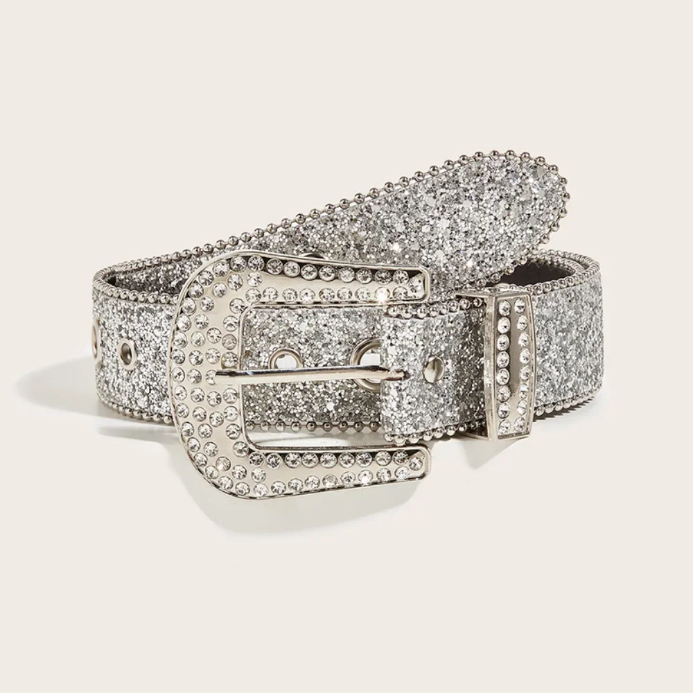 

New Goth for rhinestone Belts Women PU Leather Strap for rhinestone Belts Western Cowboy Y2K Girls Fashion Belt for Jeans Men