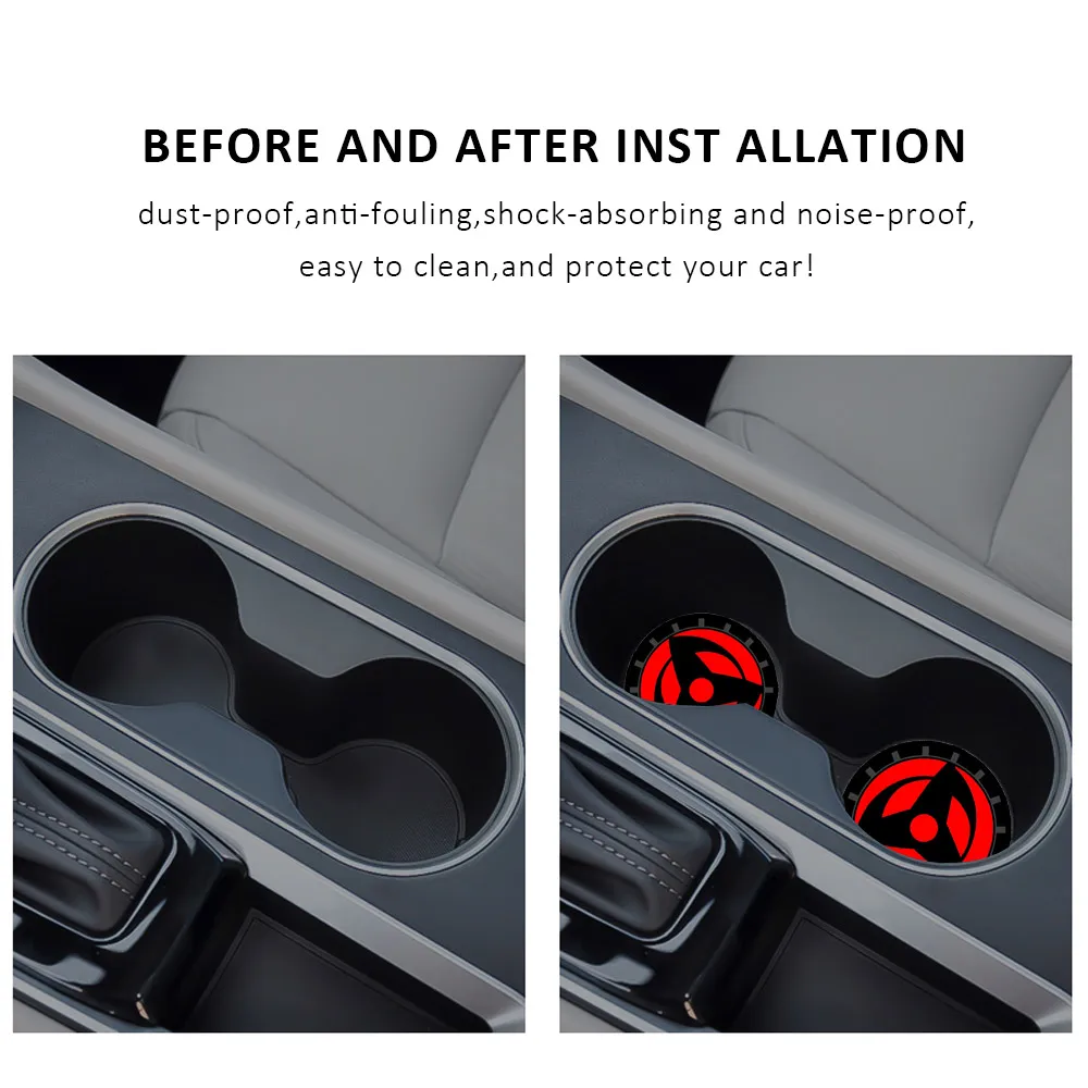 Set of 2 Anti-Slip Car Cup Holder Coaster Mats - Decorative Accessories