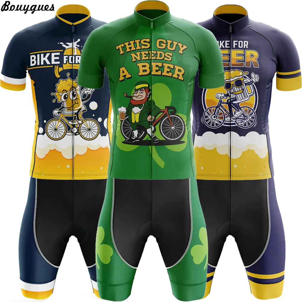 New BEER Cycling Jersey Set Summer Cycling Clothing MTB Bike Clothes Uniform Maillot Ropa Ciclismo Man Bicycle Suit