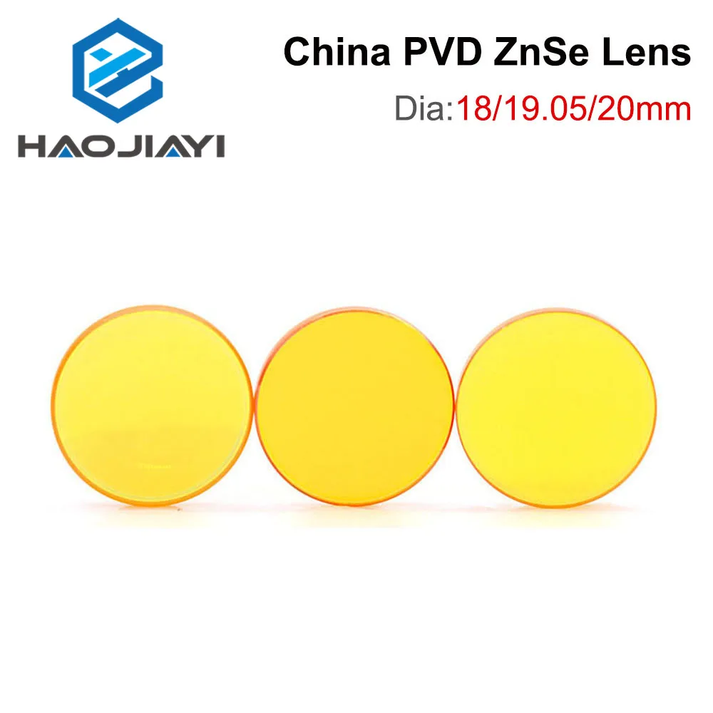 HAOJIAYI 중국 레이저 조각 절단기용 PVD CO2 ZnSe 초점 렌즈, 직경 18 19.05 20mm, FL38.1 50.8 63.5 101.6 127mm, 1.5-4 인치