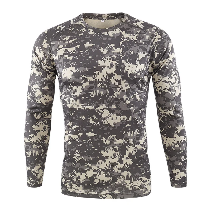 Camouflage Quick Dry Hiking T-Shirt Men Spring Autumn Sport Breathable Long Sleeve Tops Tactical Combat Hunting Camping T Shirt