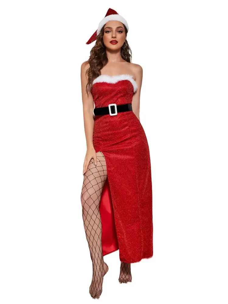 

New Arrival Women's Sexy Off-shoulder Red Cosplay Dress Stylish Christmas Party Long Roleplay Costumes Party Long Evening Dress