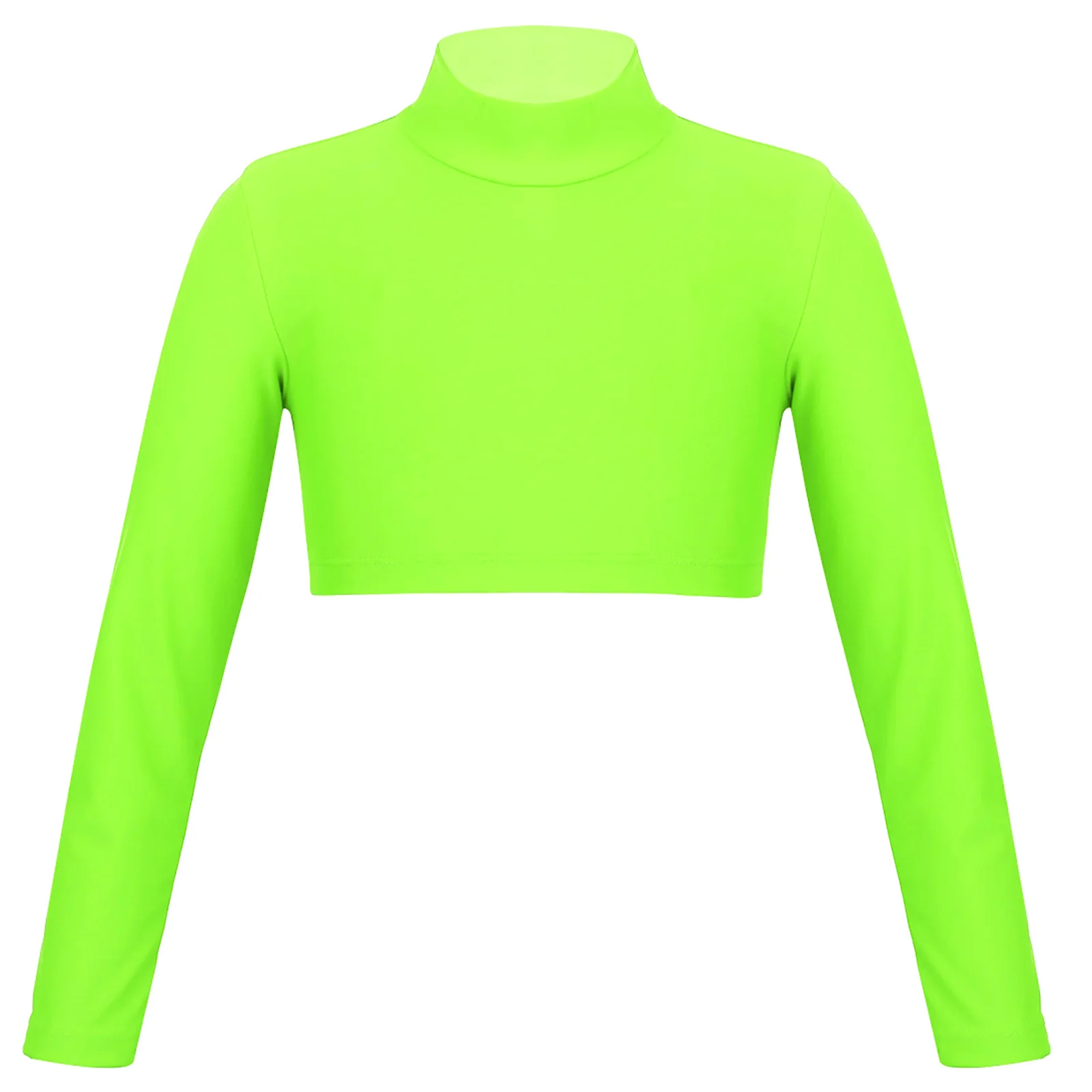 Kids Girls Crop Tops Girl's T-Shirts Top Long Sleeves Tshirts Ballet Gymnastics Dance Wear Children Sports Fitness Tops Tees - 2