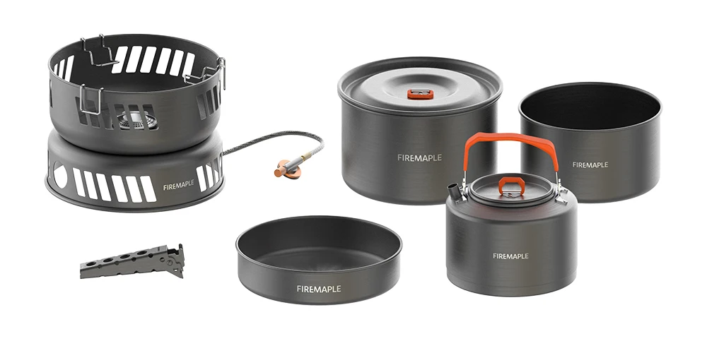 Feuer-Ahorn-Kochset mit Gasbrenner, Kochgeschirr-Set, Outdoor-Herd, Camping-Topf-Set, Kochsystem für Wandern, Camping und Picknick – Detail 1