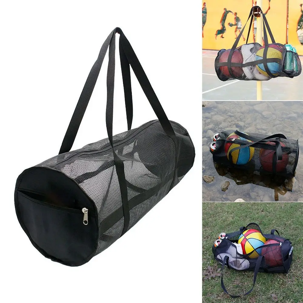 

Большая вместительная сетчатая спортивная сумка, прочная черная сетчатая складная сумка для хранения мячей