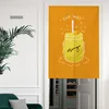 Milk Tea Japanese Door Curtain Doorway Kitchen Curtains Noren Drapes for Cafe Home Entrance Decor Cartoon Linen Door Curtains 3