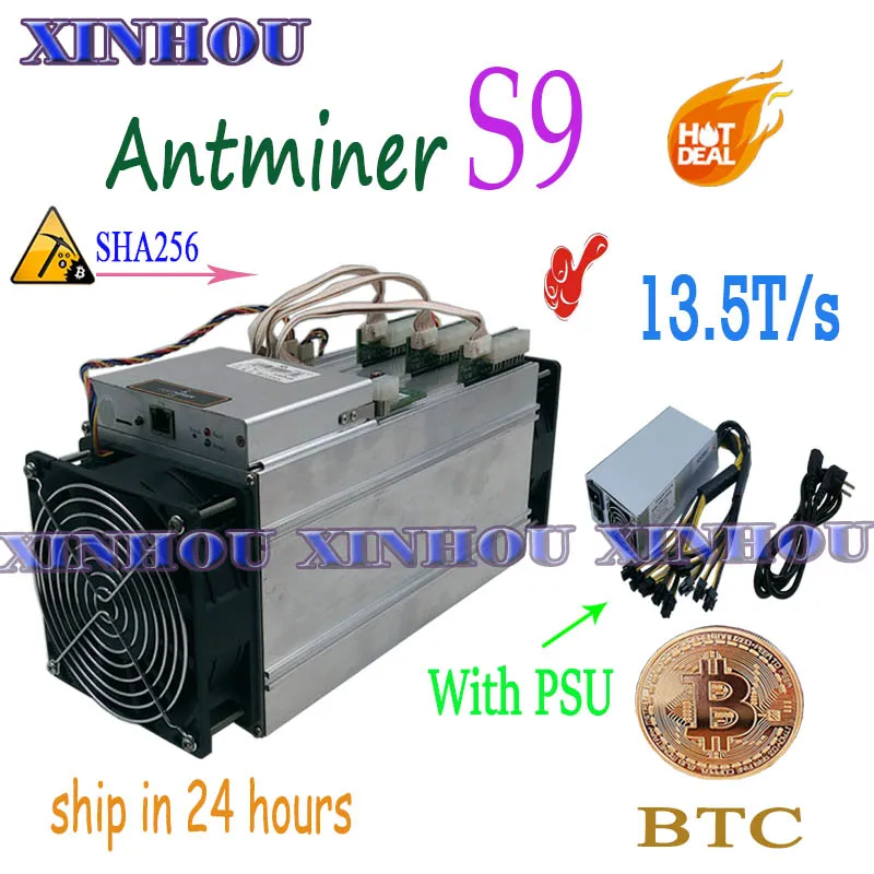 

Б/у Майнер биткоинов AntMiner S9 13,5 T Asic sha256 с блоком питания, экономичный, чем S9 S11 T15 WhatsMiner M3X