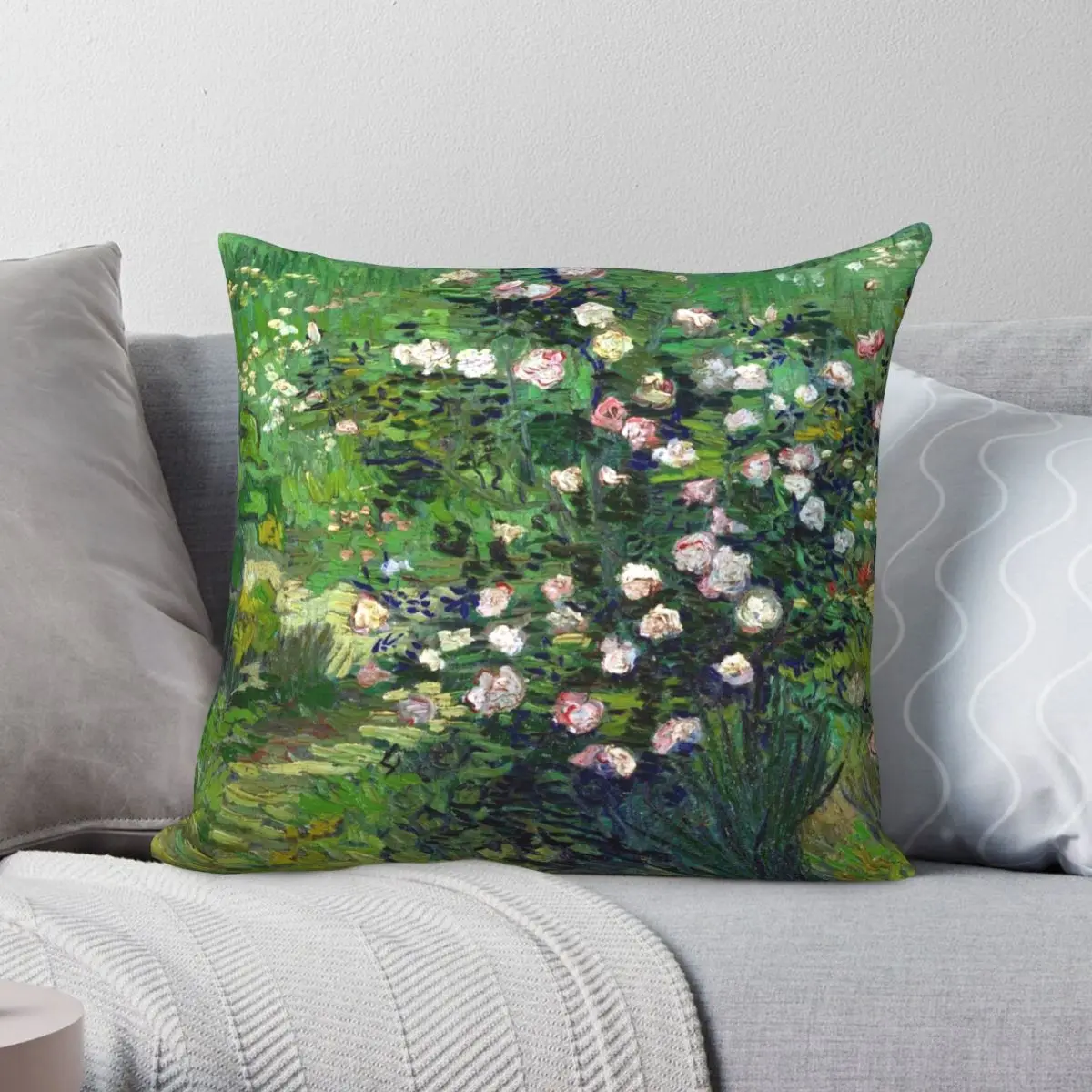 

Vincent Van Gogh Roses Square Pillowcase Polyester Linen Velvet Printed Zip Decor Throw Pillow Case Car Cushion Cover 18"
