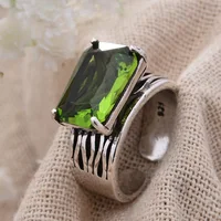 New Arrival Trendy Natural Green Crystal Thai Silver Ladies Ring Jewelry For Women Wedding Gifts