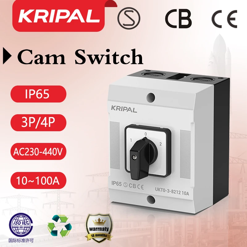 3 Position Rotary Cam Switch 3P 4P Electrical Control Switches Motor Switch Changeover Switches Selector switch For Generator