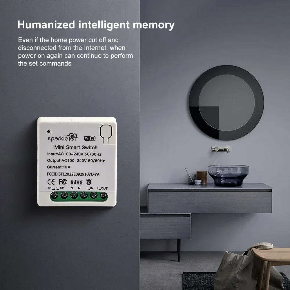 Smart Switch Relay 16A Matter WIFI Smart Switch Automation Relay Smart Breaker Voice Control Work With Alexa/Google Home/Smartthings/Home-Kit Siri