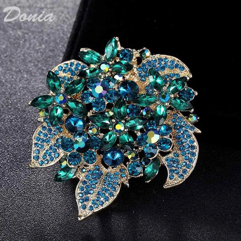 

Donia Jewelry European and American Fashion Flower Basket Alloy Micro-Inlaid Large Glass Brooch Luxury Retro Pin