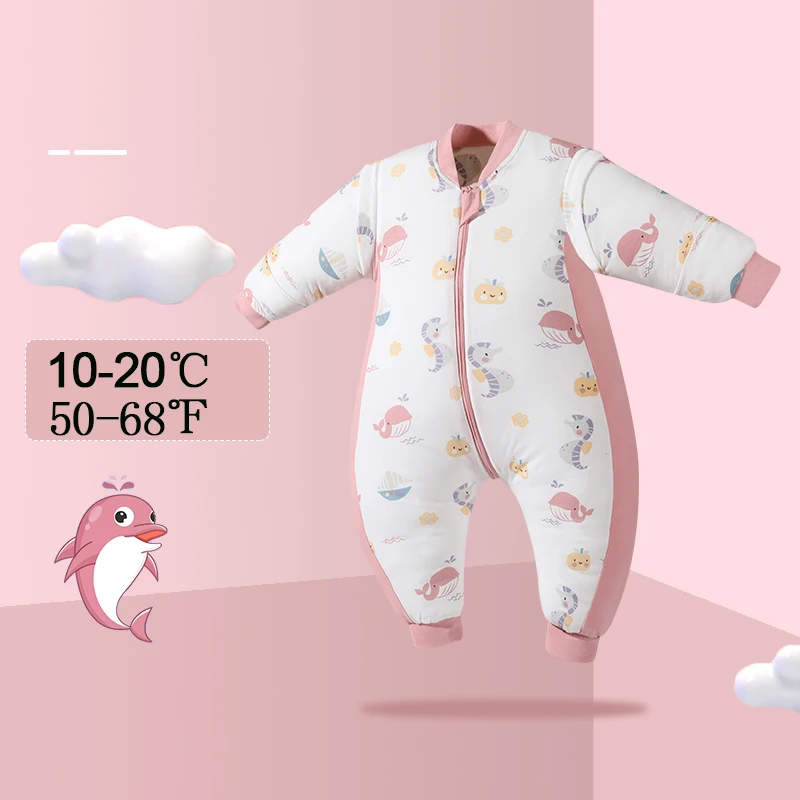 Toddler Winter Thick Cotton Pajamas Little Boys Girls Cartoon Print Romper Baby Child Neck Protection Zipper Jumpsuits 1-4Yrs