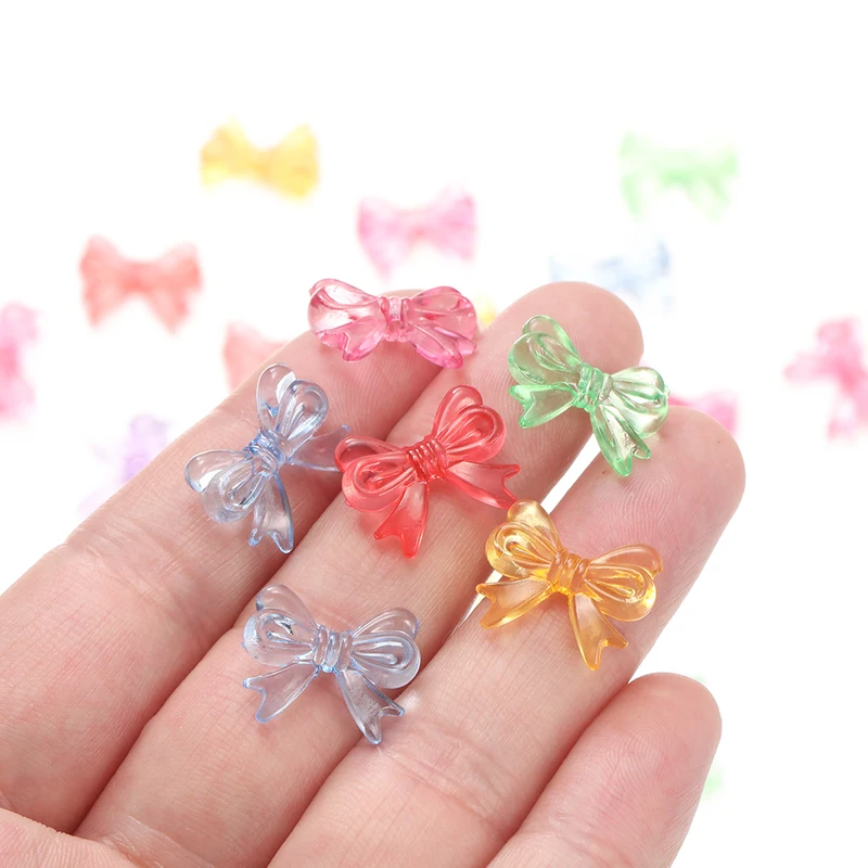 30Pcs/Lot 14x18mm Multicolor Transparent Bow Acrylic Bead
