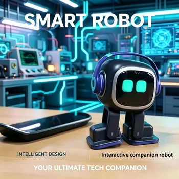 Robot Emo Intelligente AI 2026, Robot Compagno Interattivo da Scrivania, Controllo Vocale, Display LED, Giocattolo Elettronico Danzante