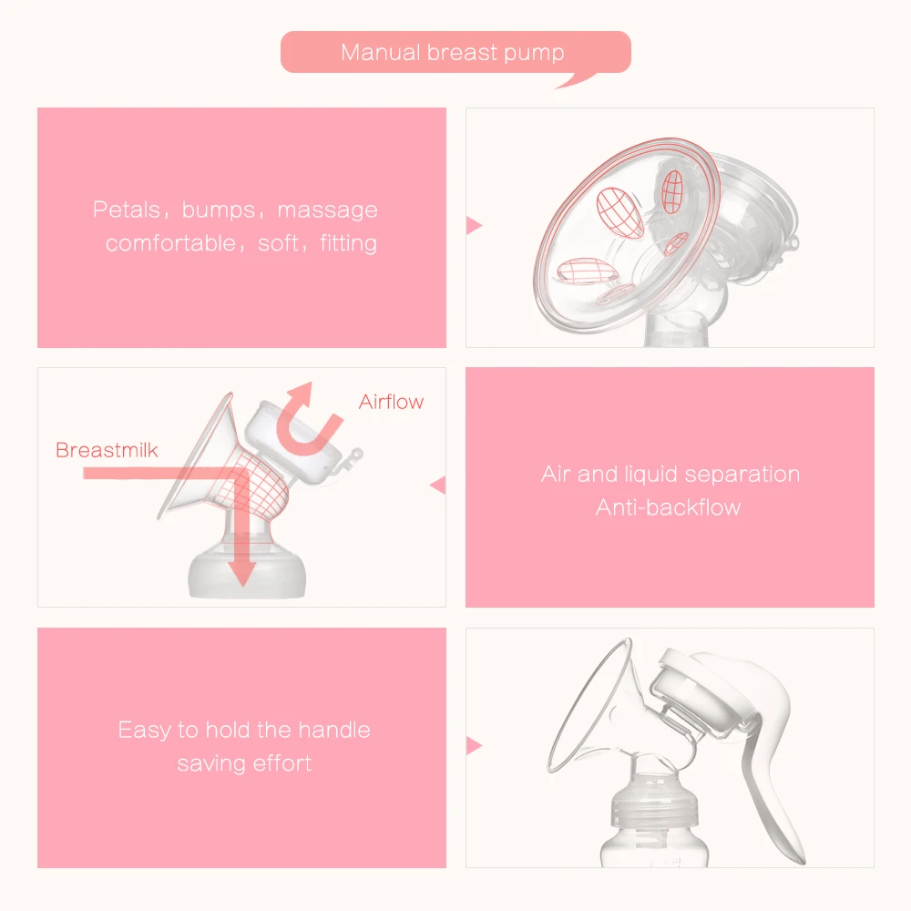 Manual Breast Pump Silicone Breast Pump Baby Milk Breastfeeding Accessories BPA Free Sucking Postpartum Supplies Accessories 4