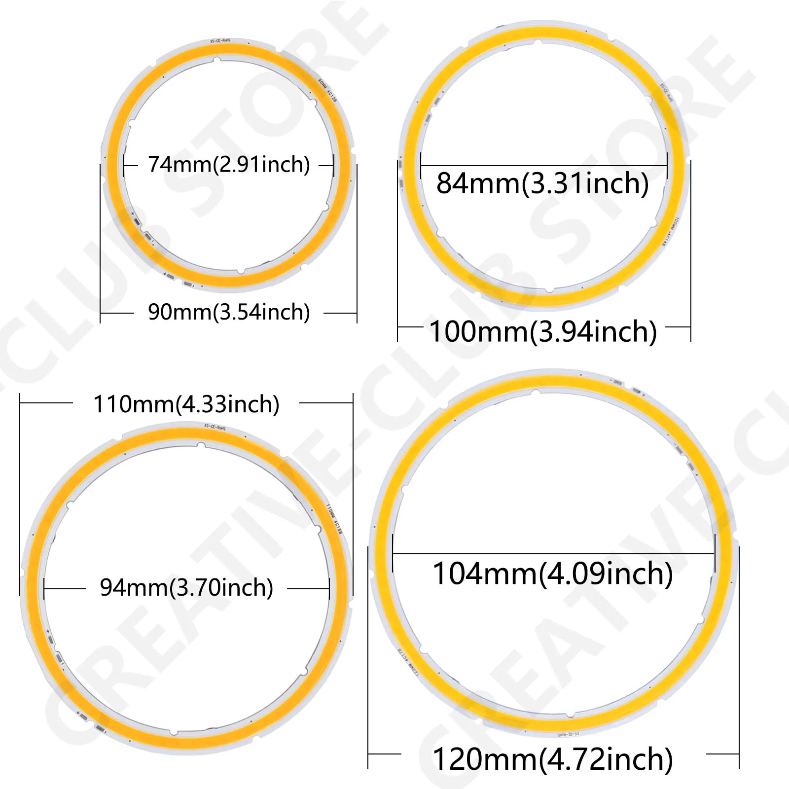 안구형 엔젤 아이즈 LED COB 칩 전구 광원, 차량 오토바이 주간 주행등용 디밍 리모컨 포함 디밍 가능