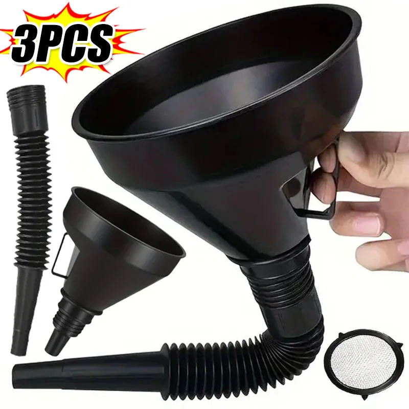 

1/3pcs Car Engine Refueling Funnels with Filter Extension Pipe Universal Motorcycle Truck Oil Petrol Diesel Gasoline Fuel Funnel
