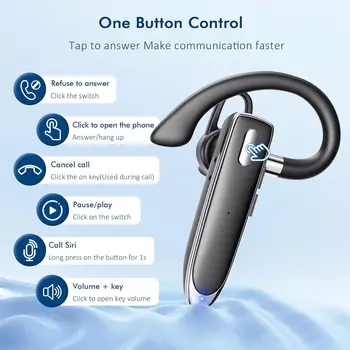 Bluetooth Headset Wireless Hands-Free Phone with Mic Hands-Free Earphones with 8 Hours Talk Time for Trucker Sports Riding 4