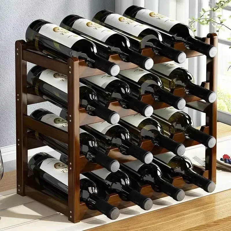 Red Wine Rack Decoration Household Grid Wine Display Rack Table Creative WineBottle rack Simple wine Cabinet Assemble StorageRac
