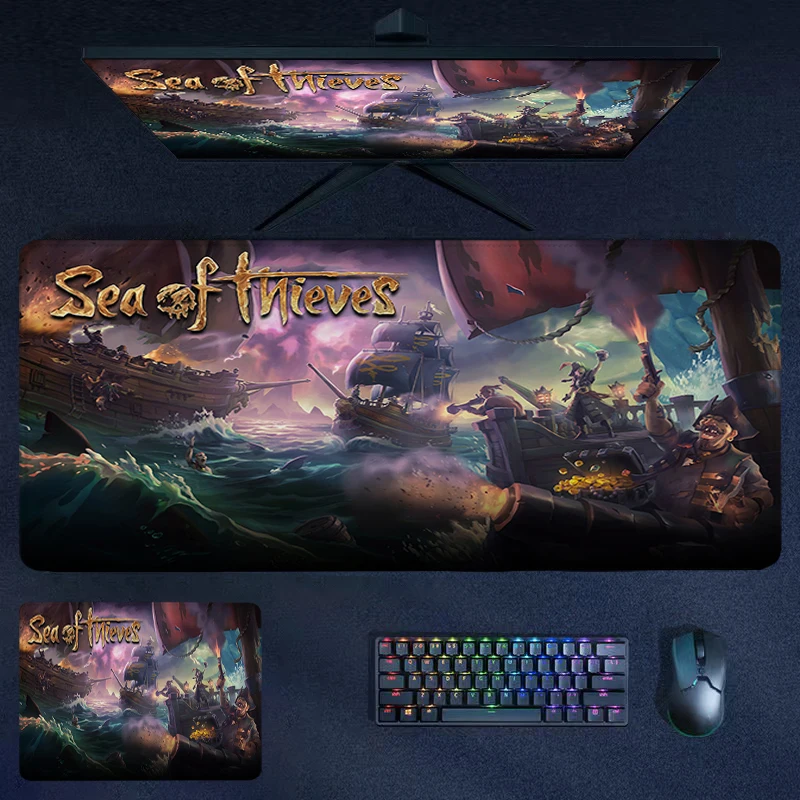 

Mousepad Sea of Thieves Mouse Pads Gamer Cabinet Carpet Stitched Edge Computer Rubber Keyboard Mat Pc Extended Non-slip Deskmats