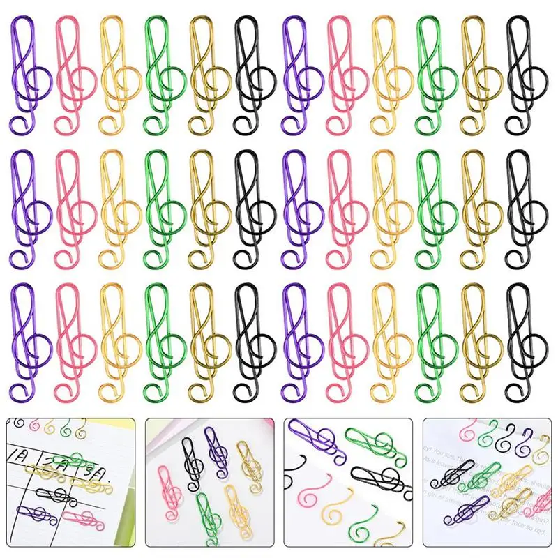 

75pcs Colorful Music Note Shaped Paperclip Note Shaped Clip Colorful Metal Clip Use Document Paper Clip Office Supply