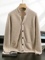 Aliselect Quality Autumn Winter Men Soft Warm Cashmere Knitwear 100% Cashmere Sweater Thick Cardigan Casual Style Jacket Tops 2