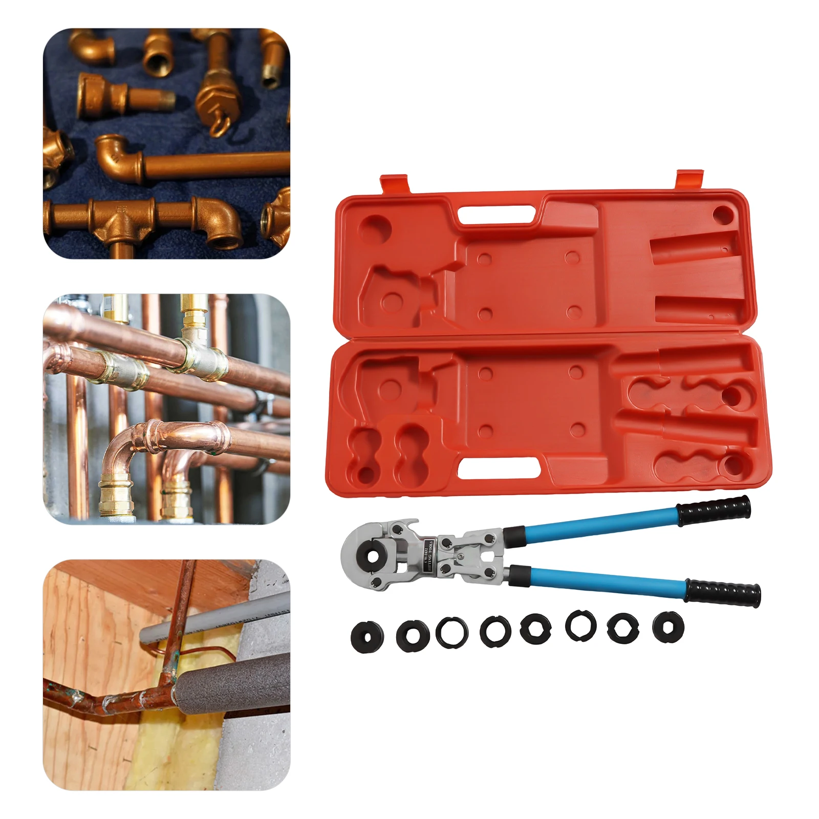 6T PEX Crimpwerkzeug-Set für PEX-Kupfer-Crimpringe mit PEX-Schneider, Go-No-Go-Messlehre für PEX-Rohre, PB-Rohre, Kupferrohrfittings – Detail 9