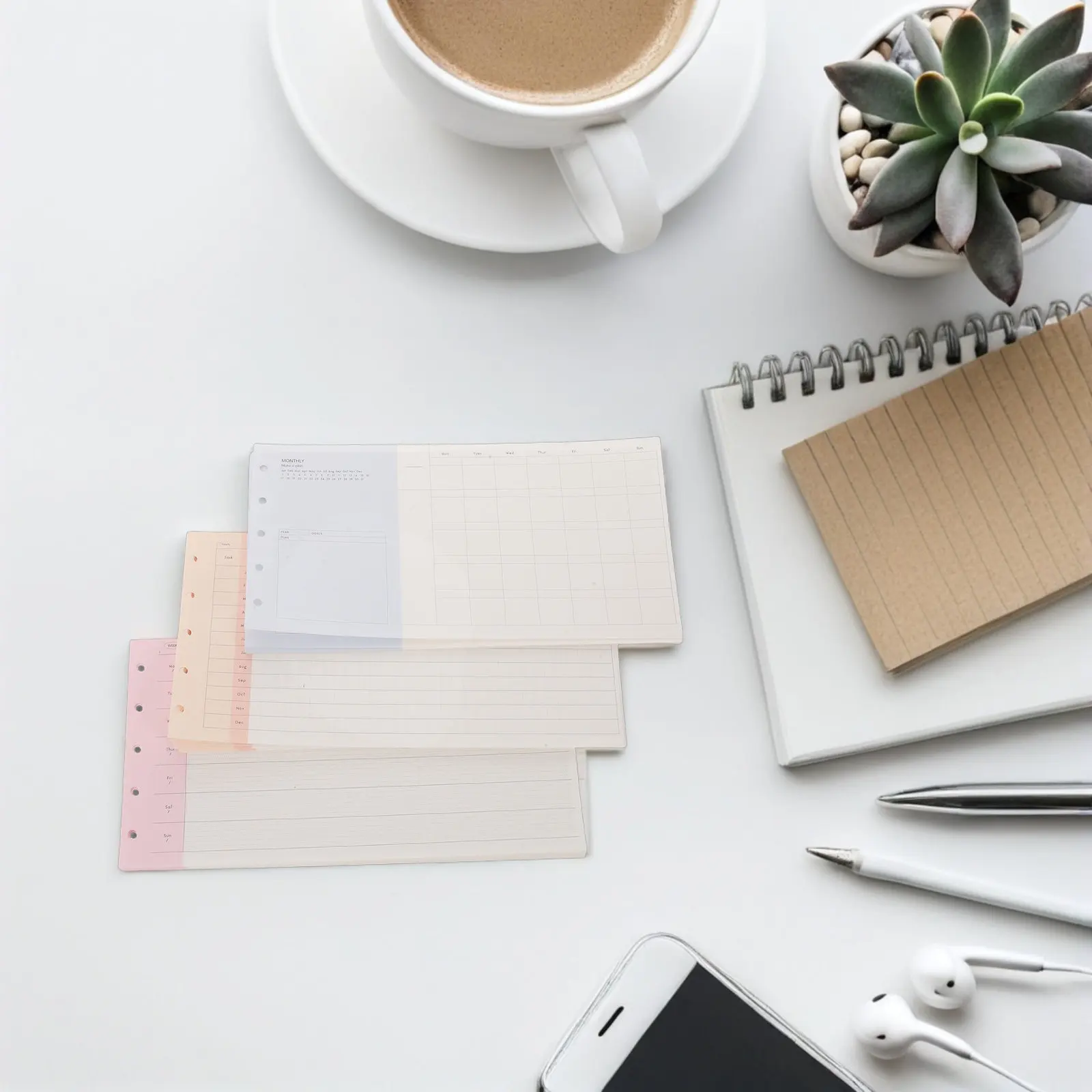 3세트 M5 플래너 인서트 삼단 접이식 루즈리프 용지 8x4 A6 바인더 리필 데일리 위클리 먼슬리 오거나이저 루즈리프 용지