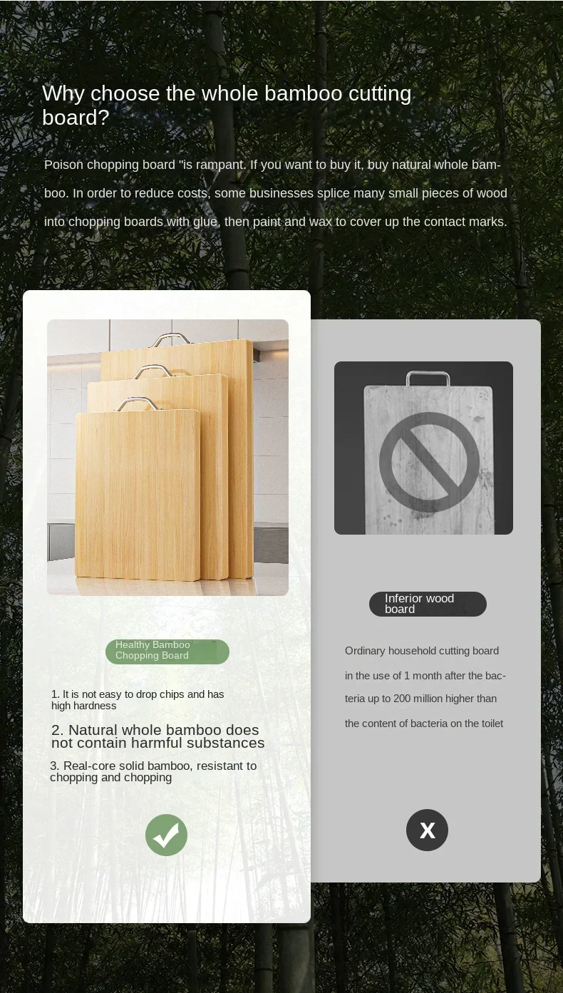 Description Picture 4 of item31x23x1 8cm Bamboo Chopping Board with Handle Two Sided Thick Square Cutting Board Kitchen Food Serving Tray Lightweight Durable