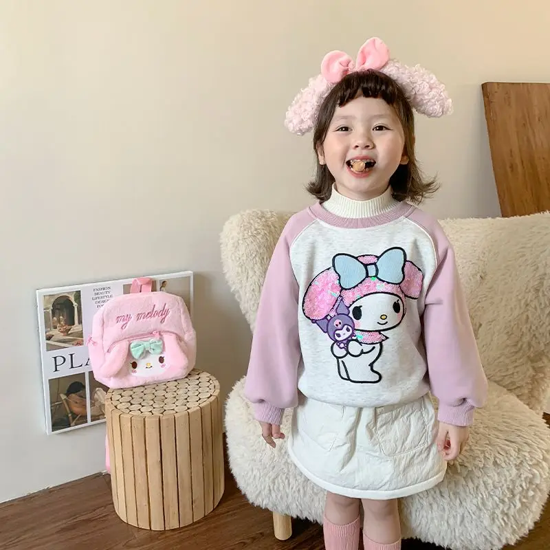 

Sanrio My Melody Kawaii Anime Autumn Winter Fleecing Warm Hoodie Cute Sweet Cartoon Thickness Long-Sleeved Top Gifts for Girls