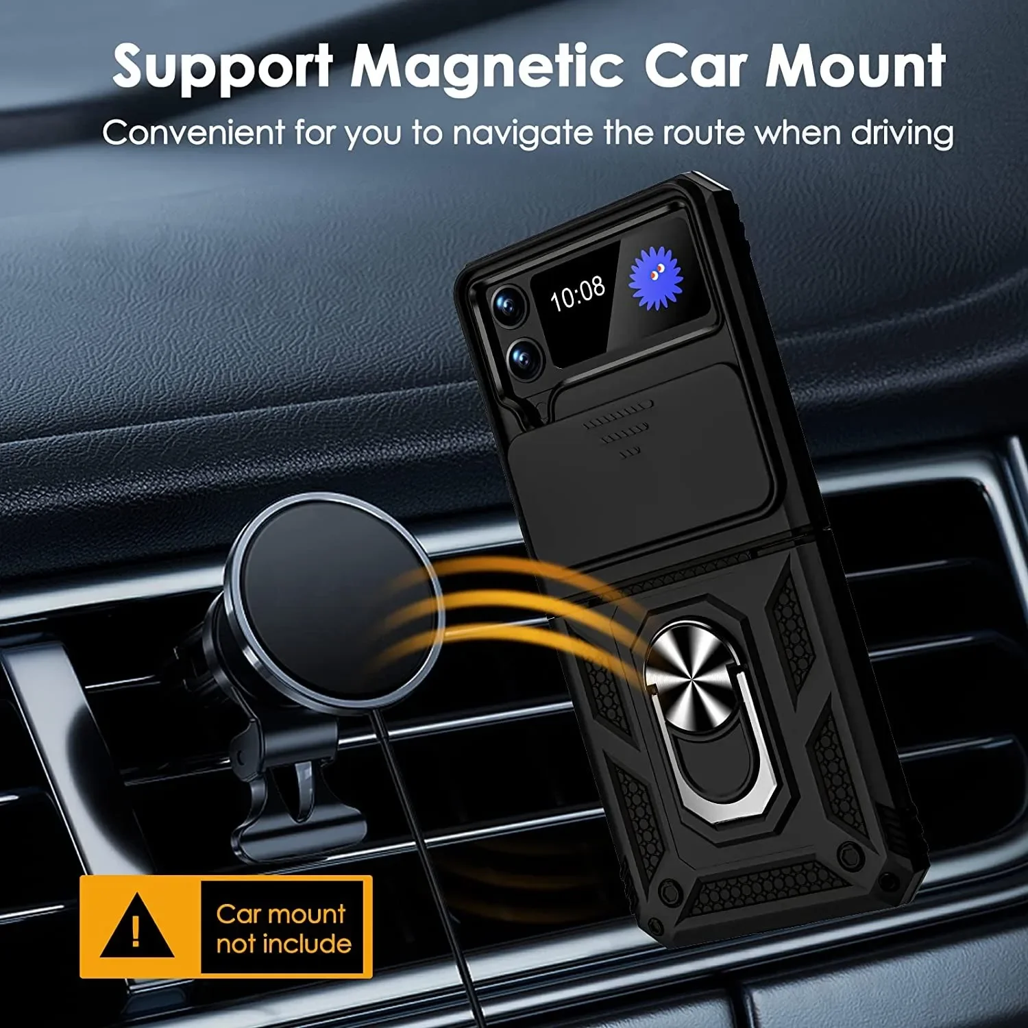 Slide Camera Lens Cover For Samsung Galaxy Z Flip 4 2022 Case Hinge Protection Magnetic Kickstand Military Shockproof Protective 5