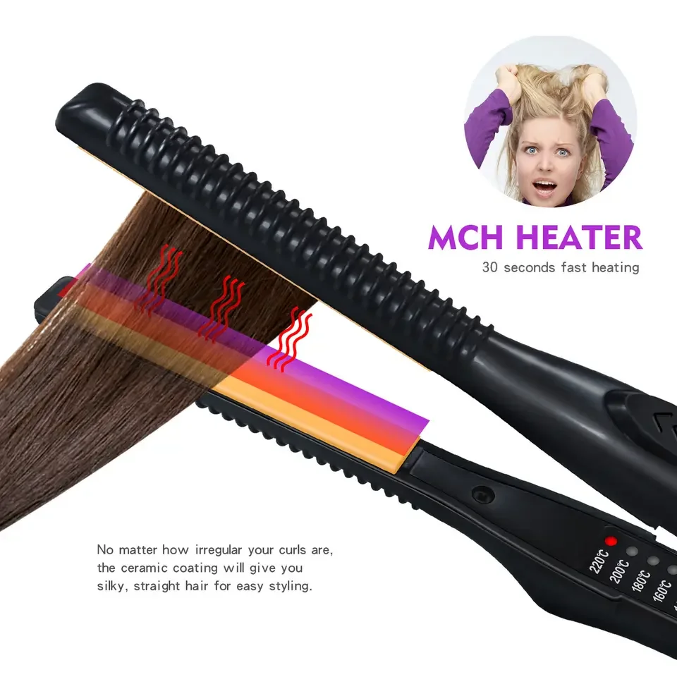 Electric Styling Tools Ceramic Hair Crimper Corrugation Curling Lron Hair Straightener And Curler 2 in 1 4