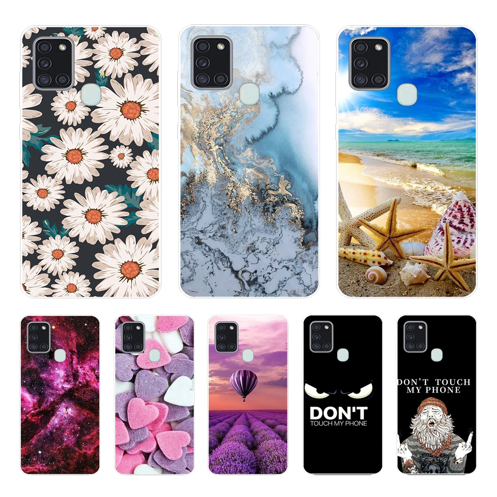 Per Samsung Galaxy A21S Custodia Flower Camera Protector Soft Phone Cover Per Samsung A21S A 21 S Case